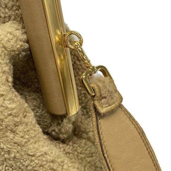 Auth FENDI First Medium Bag 8BP127 Light Brown Brown Mouton Leather Shoulder Bag - Picture 9 of 16